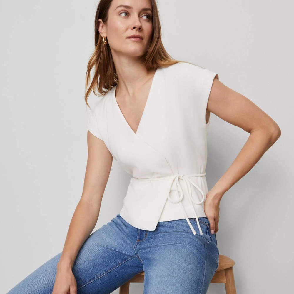 Ann Taylor Wrap Tie Waist Blouse